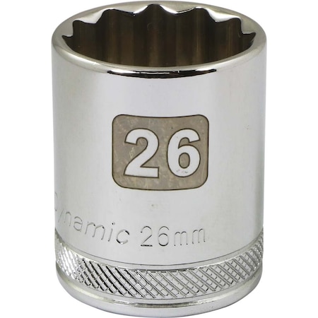 Dynamic 1/2" Drive, 26mm Metric Socket, 12 Points D015126